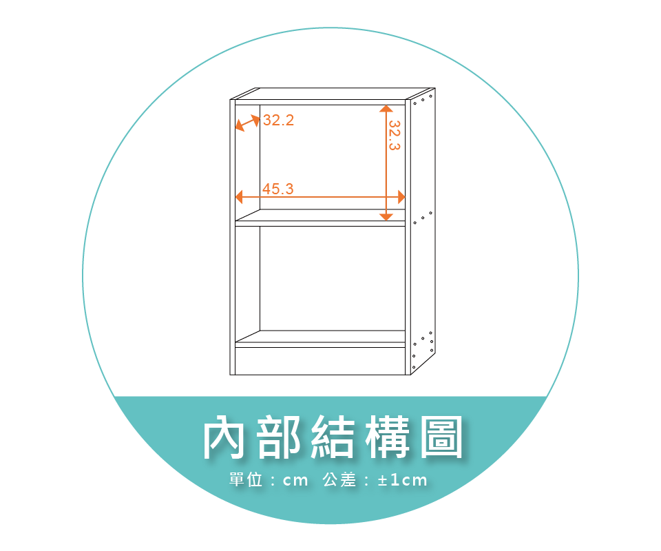 【金階塑鋼】DIY 整理櫃(寬48.4二格) 內部結構圖